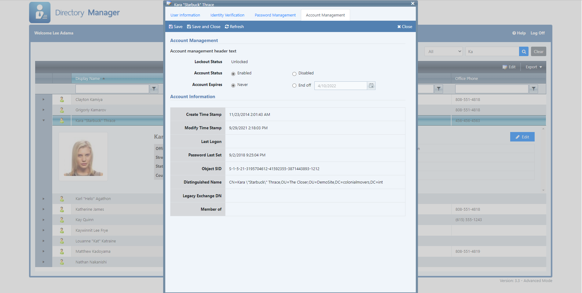 Directory Manager - Unlocking a user account