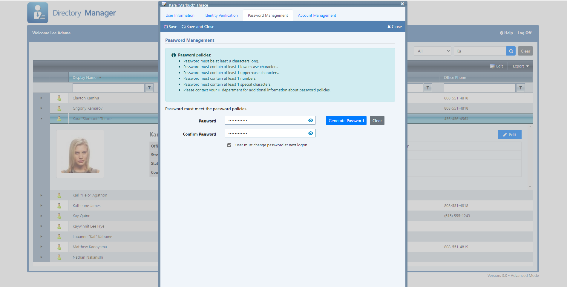 Directory Manager - Resetting a user password