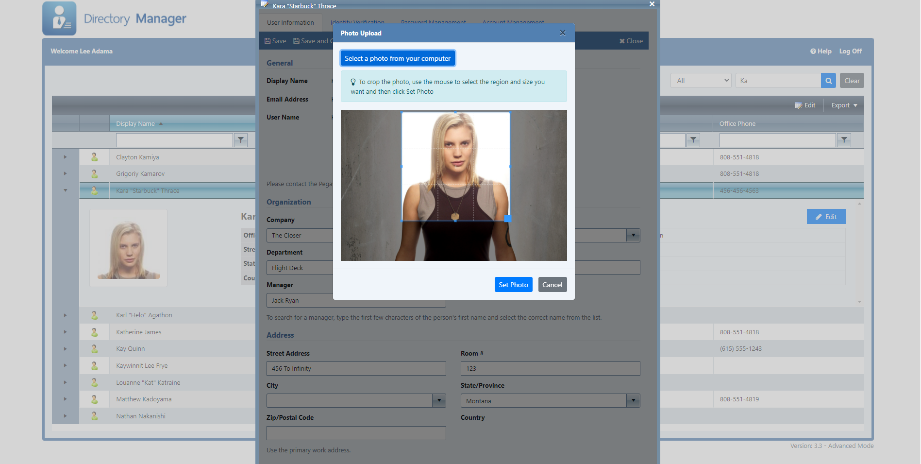 Directory Manager - Uploading a photo to M365
