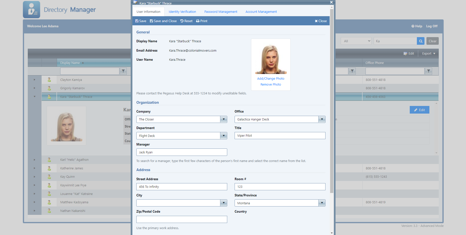 Directory Manager - Managing user information