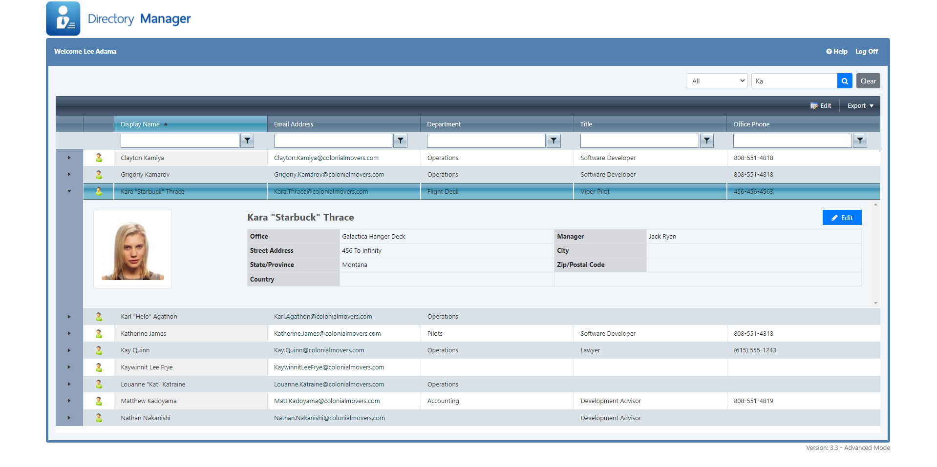 Directory Manager - Delegate Active Directory Management - User List - Ithicos Solutions
