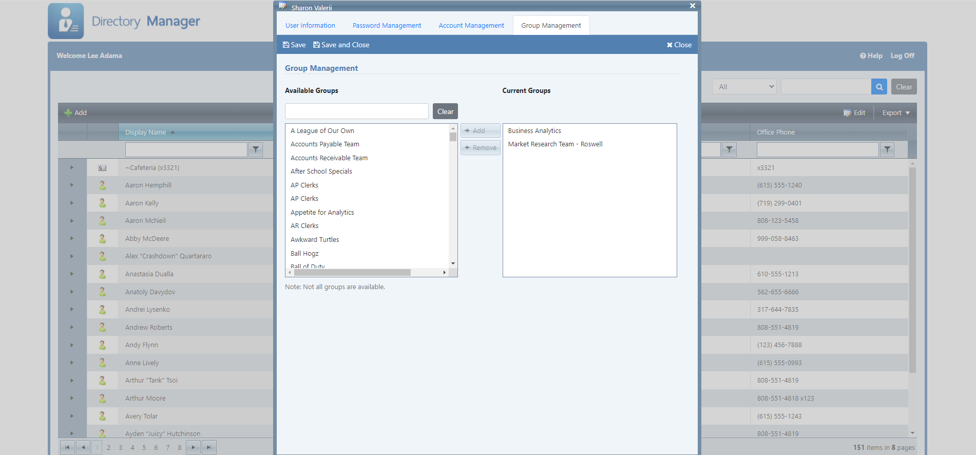 Directory Manager Advanced - Active Directory Group Management web page  - Ithicos