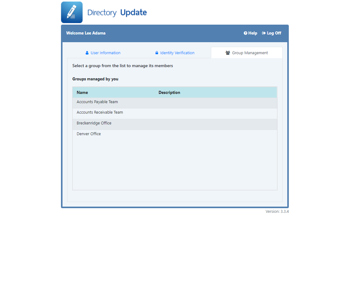 Directory Update - Group Management tab - Ithicos