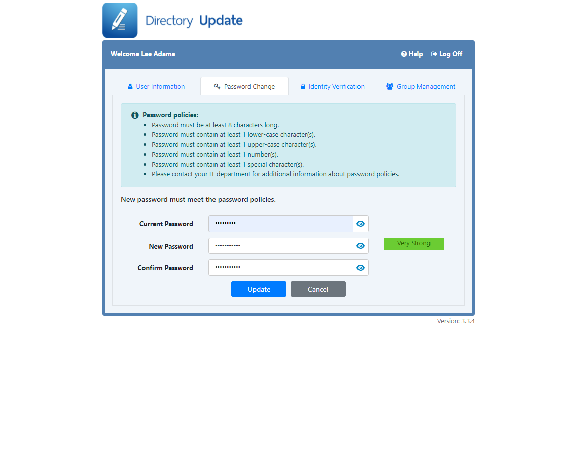 Directory Update - Password Change - Ithicos