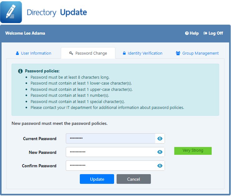 Ithicos Directory Update - Password Change