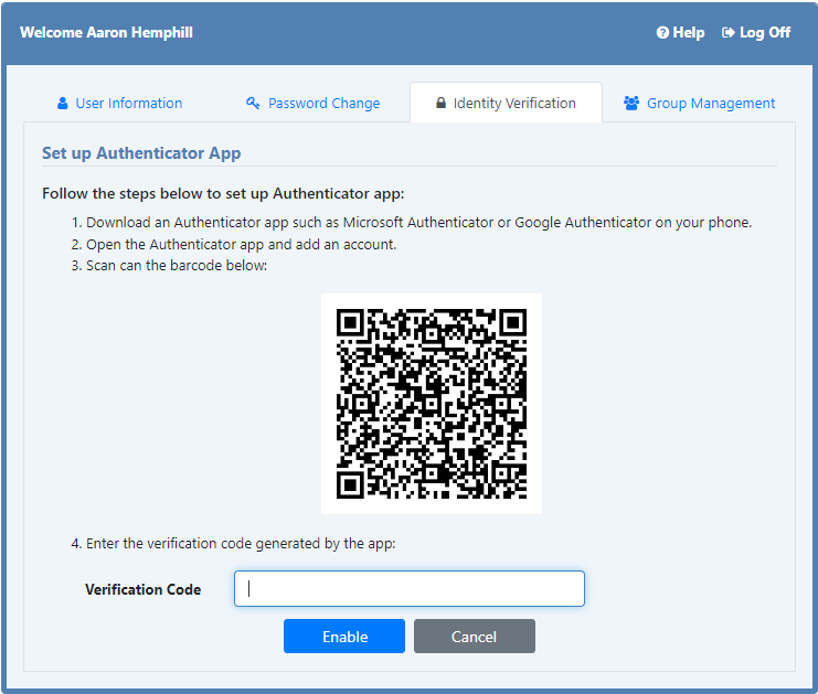 Directory Update - Setting up an authenticator app