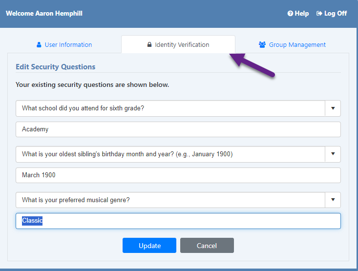 Directory Update - Answering identity questions